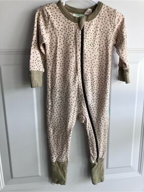 Parade beige green polka dot zip romper GOTS organic cotton 3-6 months